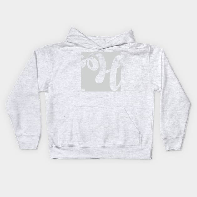 Letter H Elegant Cursive Calligraphy Initial Monogram Kids Hoodie by porcodiseno